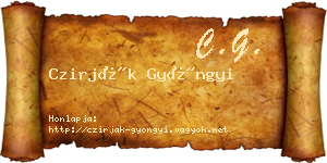 Czirják Gyöngyi névjegykártya